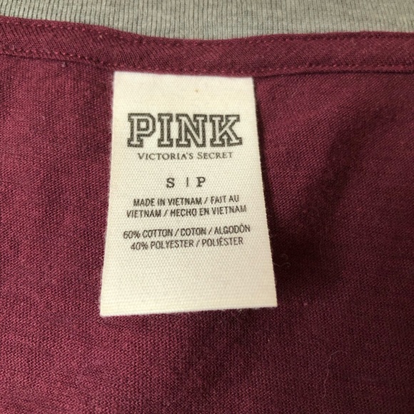 Victoria Secret “Pink” tee short. Size small. Burgundy/ gray - Picture 4 of 4